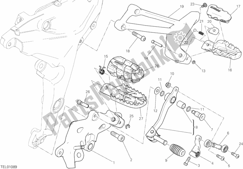 All parts for the Footrests, Left of the Ducati Multistrada 1200 Enduro Thailand 2019
